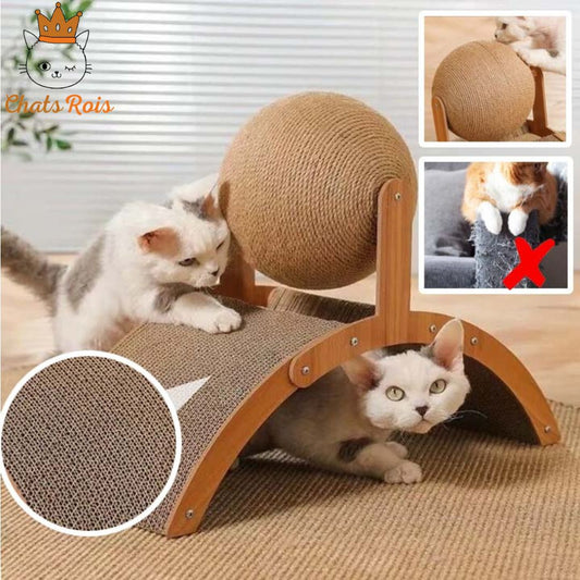 Griffoir-chat- planche-en-sisal-avec-balle-stimule l'instinct-naturel