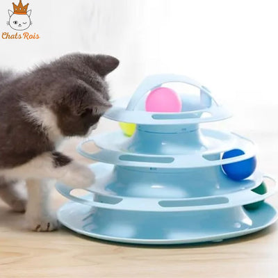 jeux-pour-chat-tour-a-4-etage-bleu-amusante-avec-balles